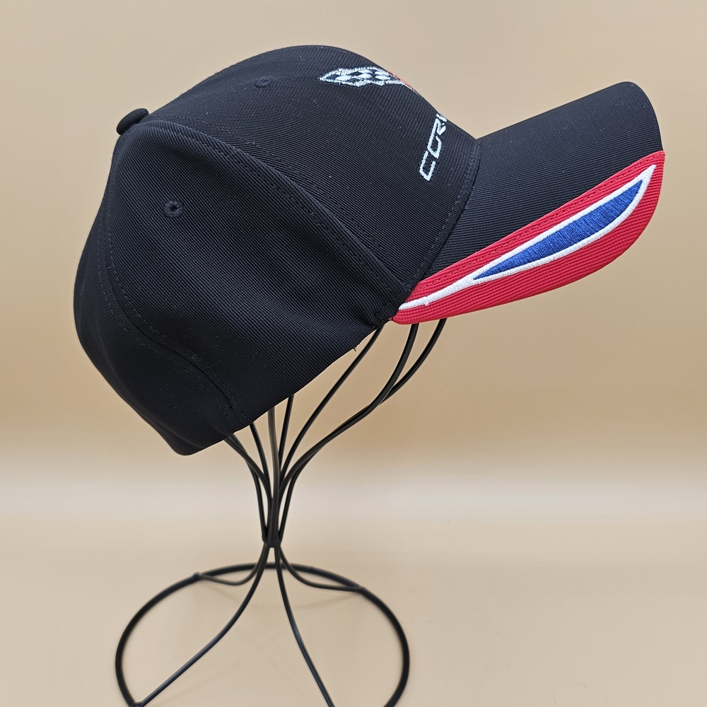 Corvette C5 Hat Black Red Blue Racing Accents GM Licensed Flexfit Med/Large - Picture 2 of 5